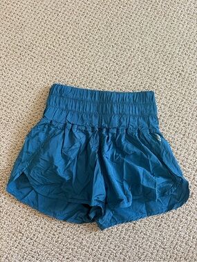 FP Movement by Free People High-Waist Athletic Shorts in Teal Blue
